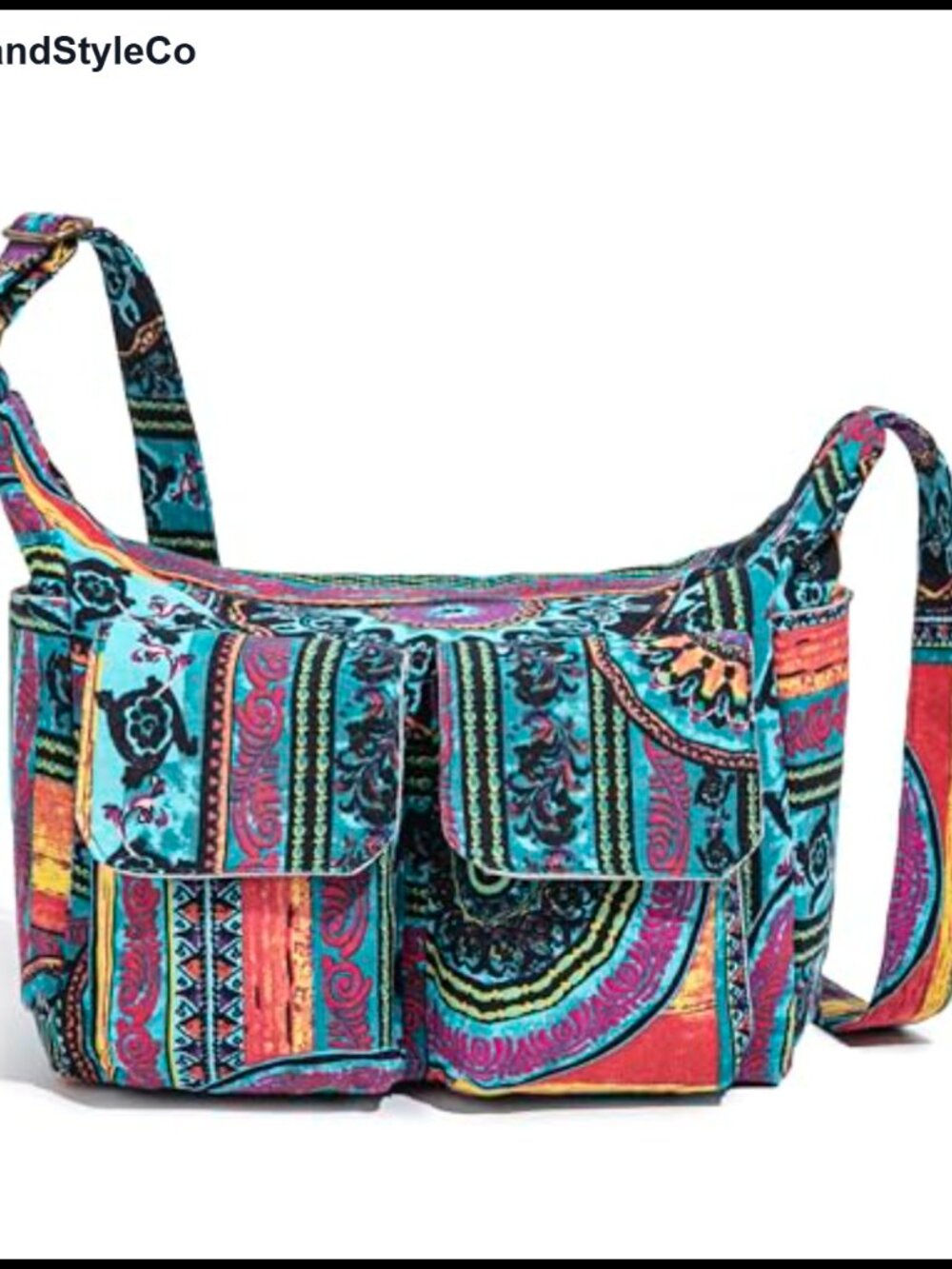 Boho Canvas Hobo Shoulder Bag with Multiple Pockets Crossbody